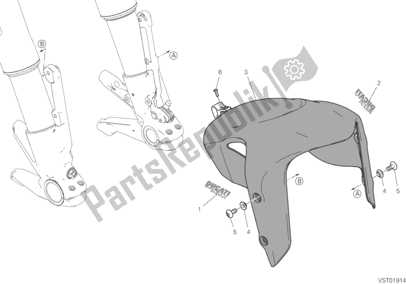 All parts for the Front Mudguard of the Ducati Diavel 1260 Thailand 2020